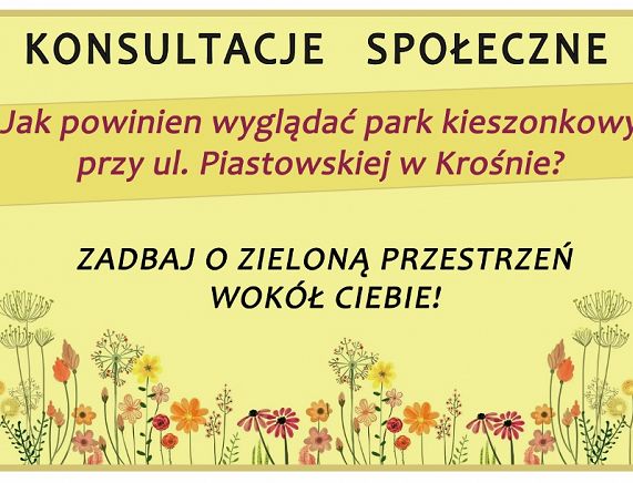 Grafika - Park kieszonkowy przy ul. Piastowskiej - zaproszenie do udziału konsultacji