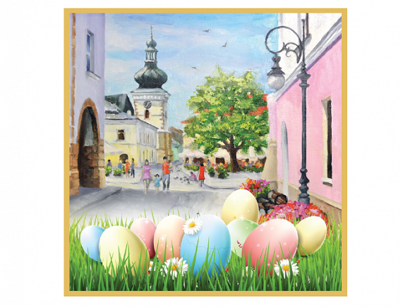 Grafika Wesołych Świąt - widok na wieżę farną