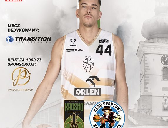 Plakat meczu koszykówki - Miasto Szkła Krosno - KS Księżak Łowicz