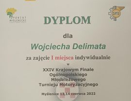 Dyplom dla Wojciecha Delimata