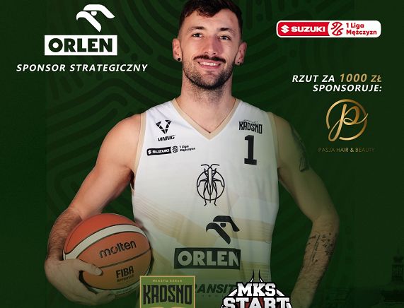 Plakat meczu koszykówki Miasto Szkła Krosno vs Start Lublin