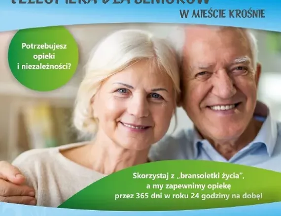 Plakat ze zdjęciem pary seniorów