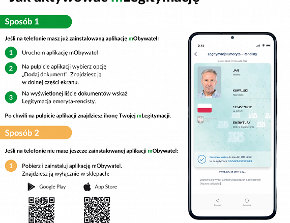 Legitymacja Emeryta lub Rencisty w aplkiacji mObywatel - infografika