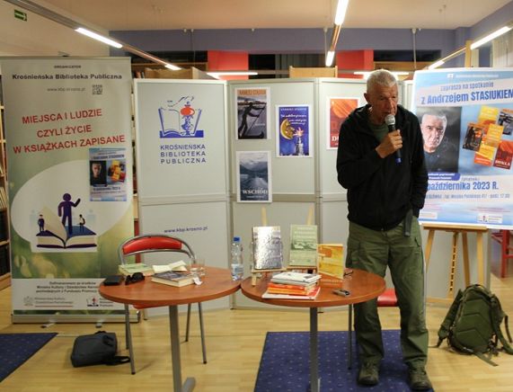 Andrzej Stasiuk na spotkaniu w KBP