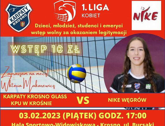 Plakat meczu Karpatki - Nike Węgrów