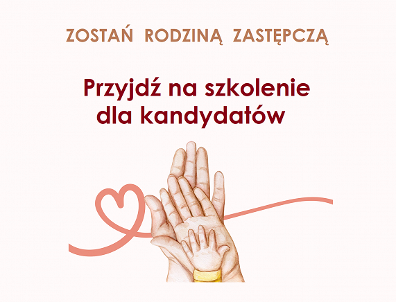 Grafika ręce, Zostań rodziną zastępczą, przyjdź naszkolenia dla kandydatów