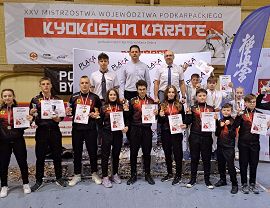 Uczestnicy zawodów karate w Dębicy