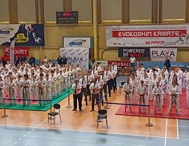 Uczestnicy zawodów karate w Dębicy