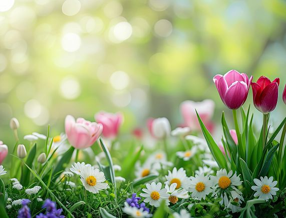 Wiosenne kwiaty na łące. Fot. Freepik